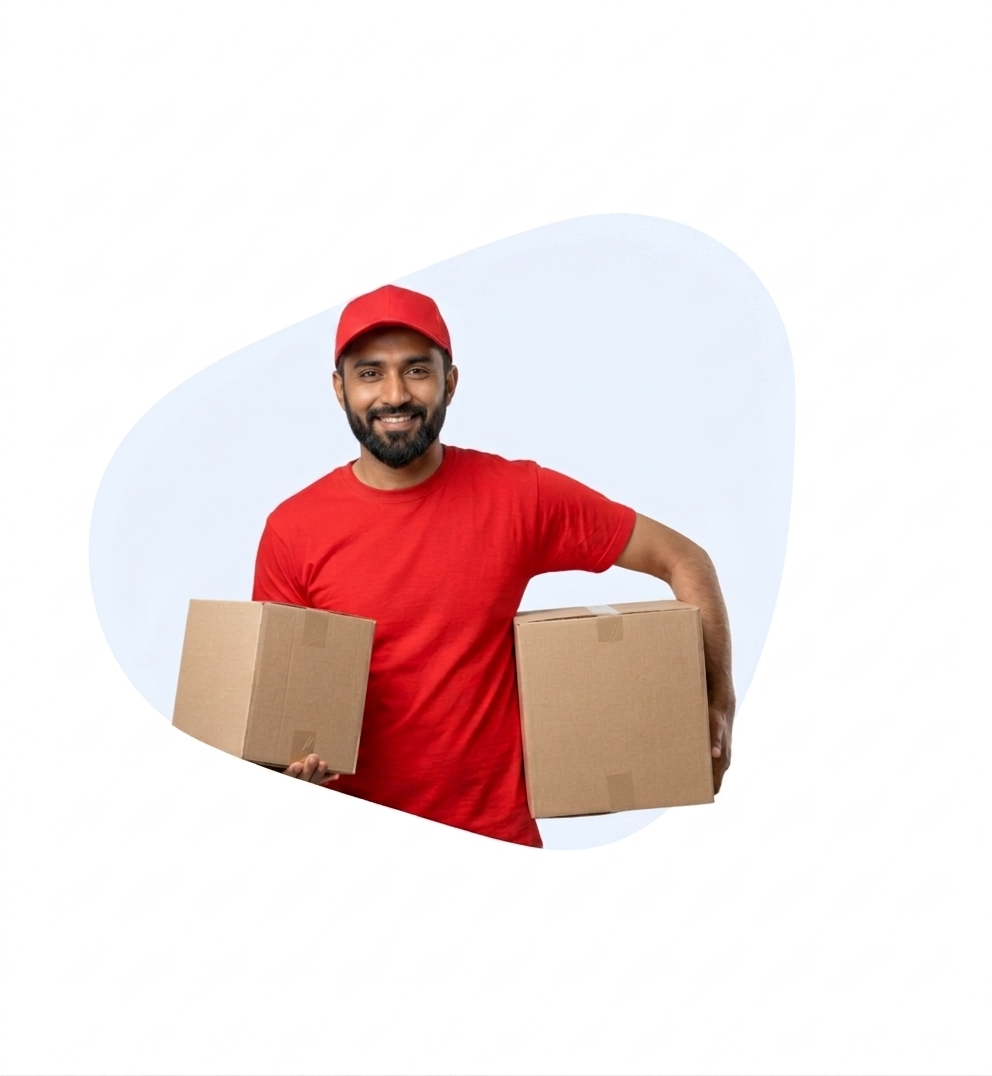 OneShip courier holding packages
